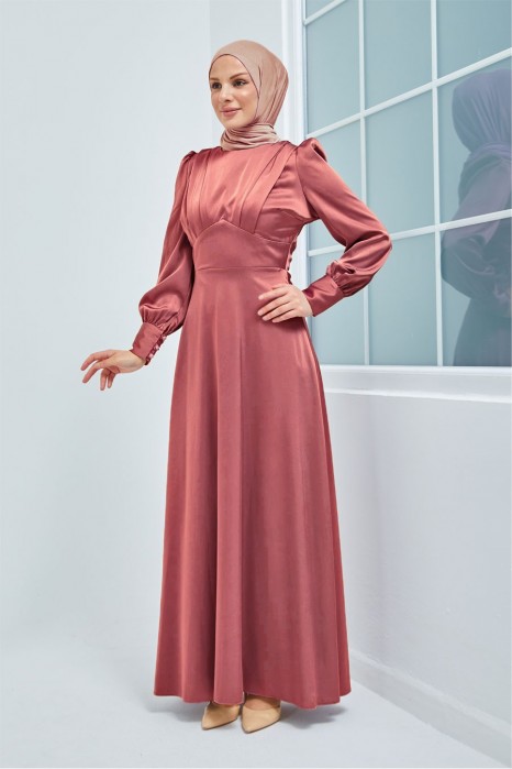 ROSE COLOR EVENING DRESS 