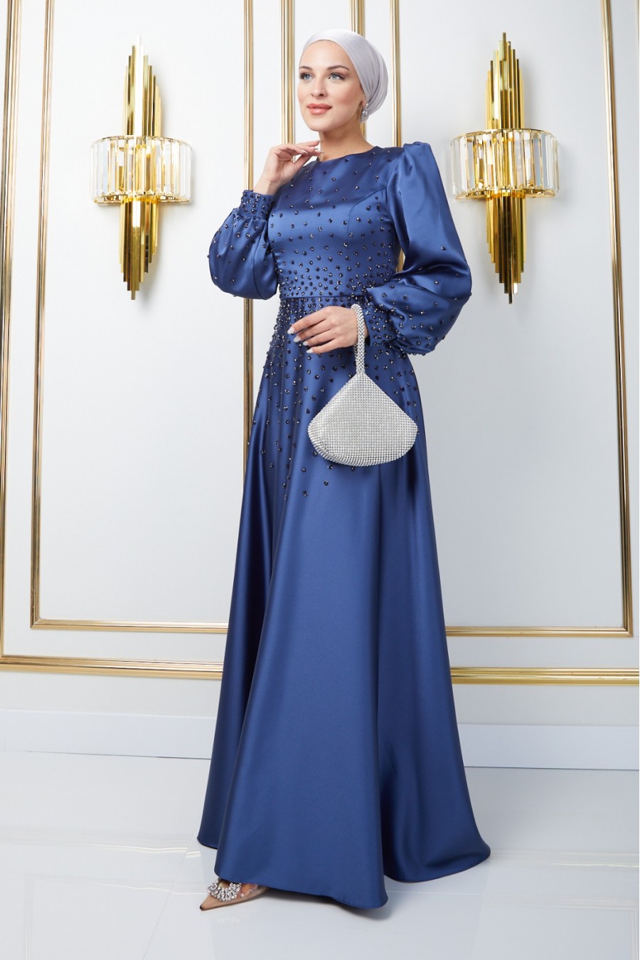 INDIGO COLOR   EVENING DRESS   INDIGO COLOR   EVENING DRESS