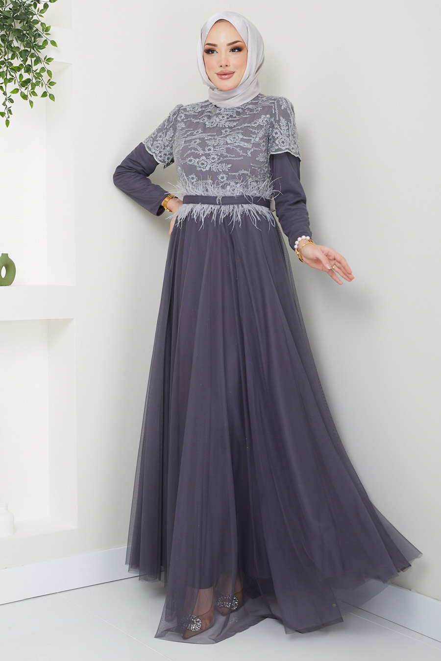  ANTHRACITE EVENING DRESS 