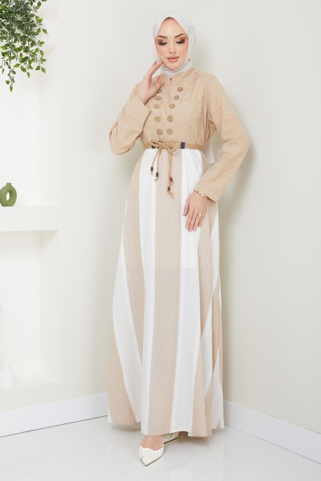 BEIGE STRIPED DRESS 