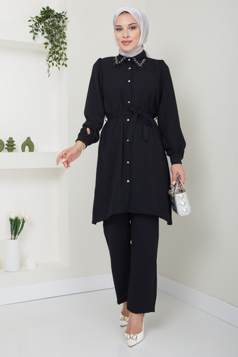 BLACK PANT AND TUNIC SUIT  