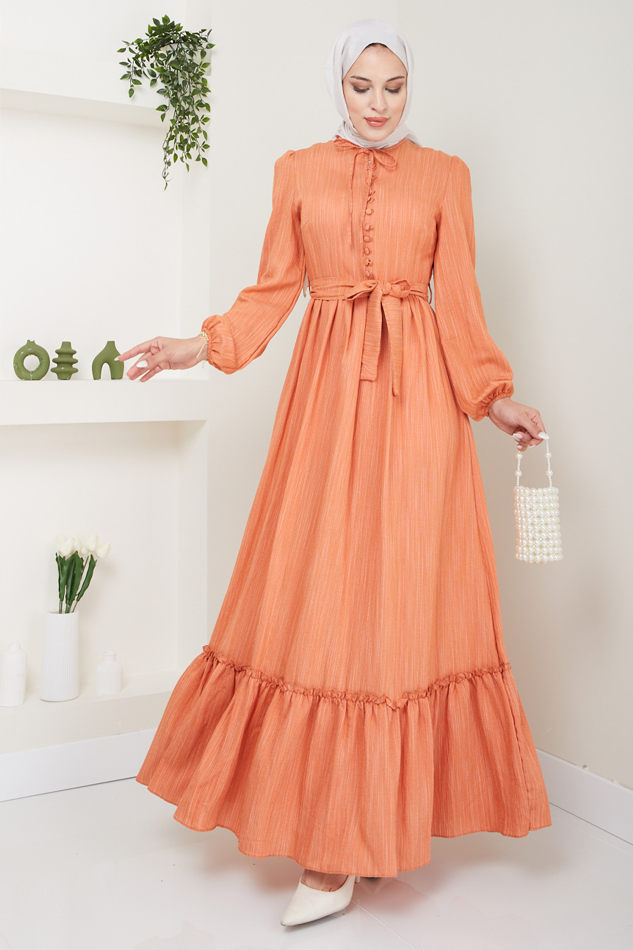 BRICK COLOR DRESS