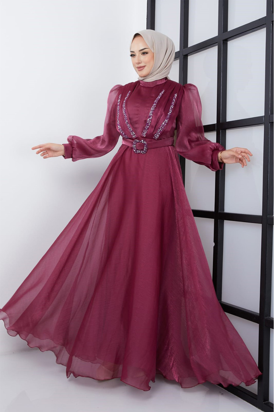 CHERRY COLOR EVENING DRESS   CHERRY COLOR EVENING DRESS