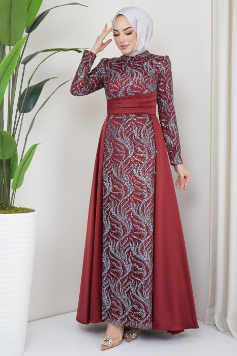 CLARED RED EVENING DRESS   