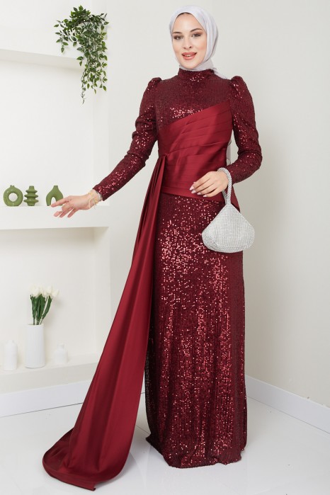 CLARED RED  EVENING DRESS   