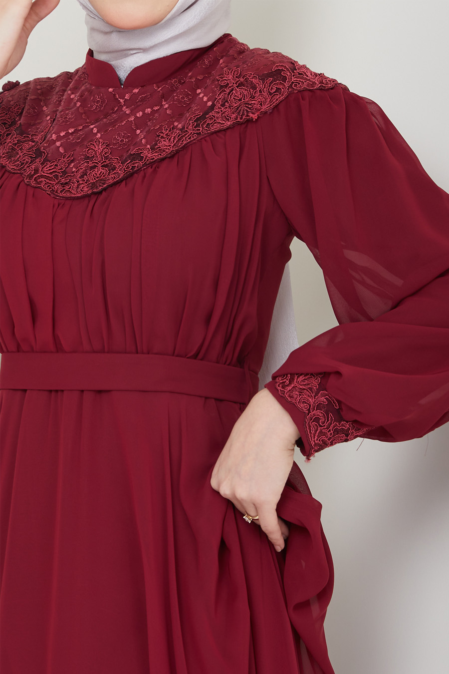 CLARET RED EVENING DRESS 