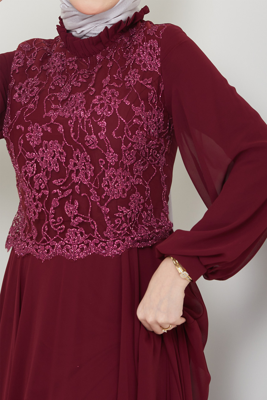 CLARET RED EVENING DRESS 