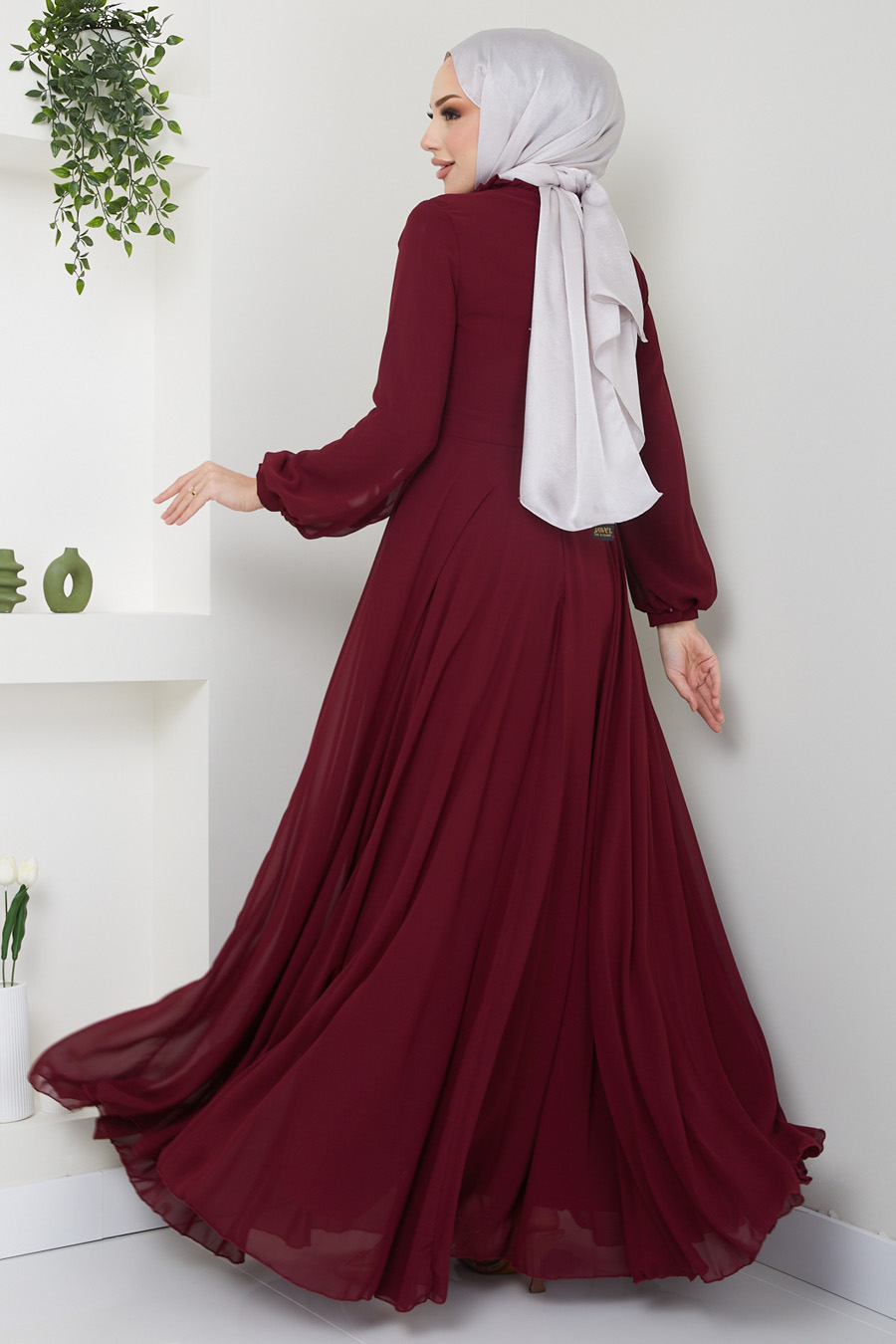 CLARET RED EVENING DRESS 