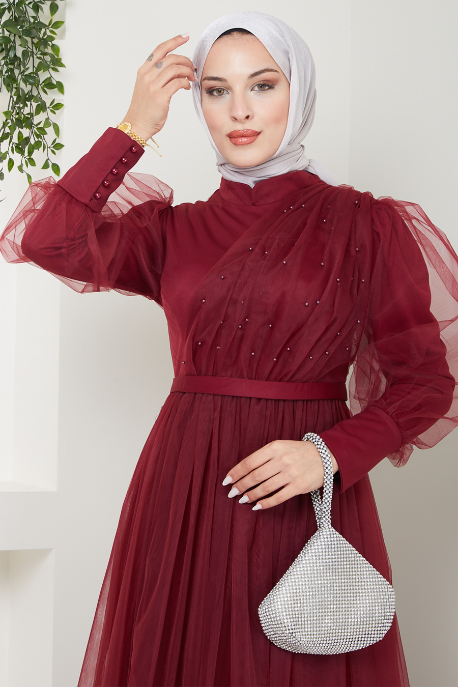 EVENING DRESS - CLARET RED