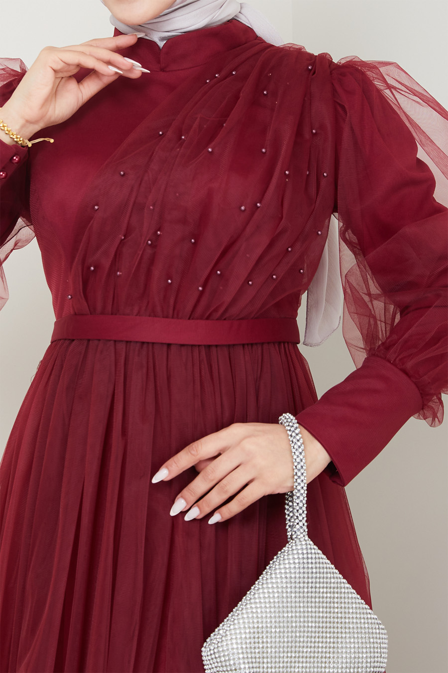 EVENING DRESS - CLARET RED