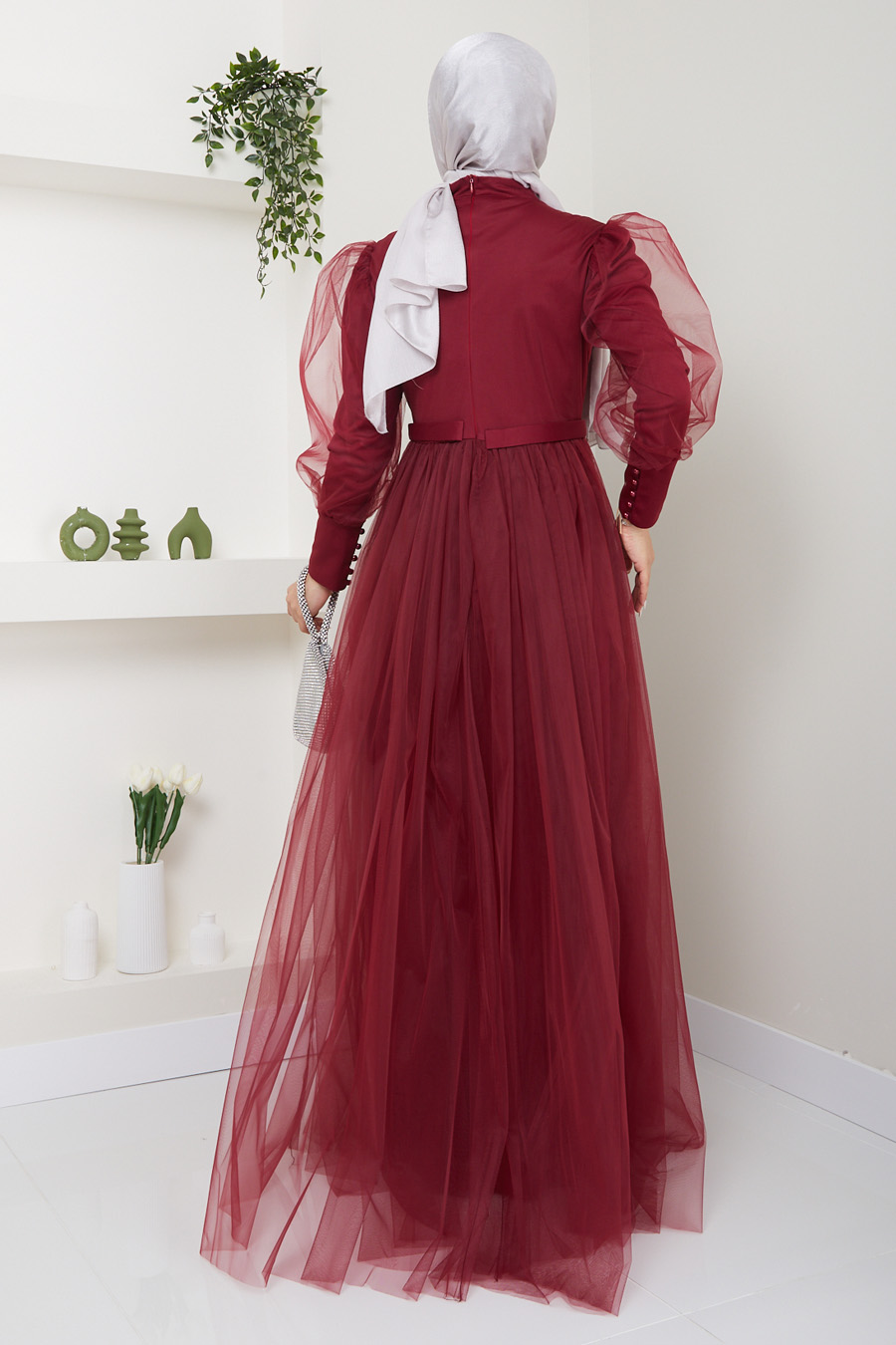 EVENING DRESS - CLARET RED