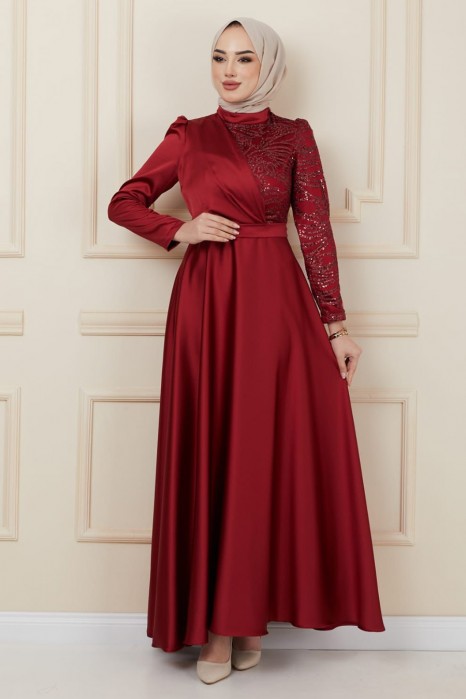 CLARED RED EVENING DRESS  