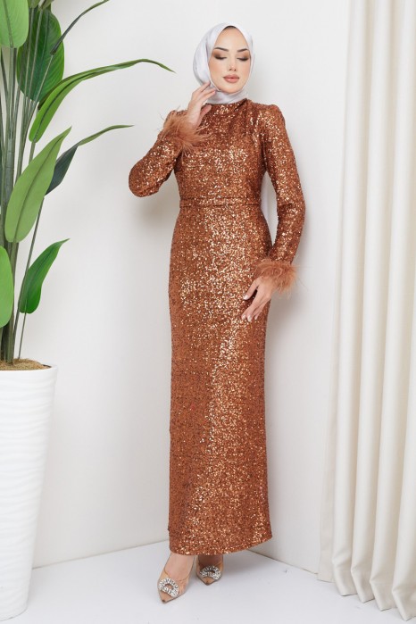 EVENING DRESS  COPPERTONE COLOR 