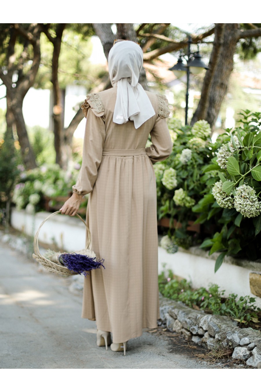 Guipure Hijab Dress CREAM