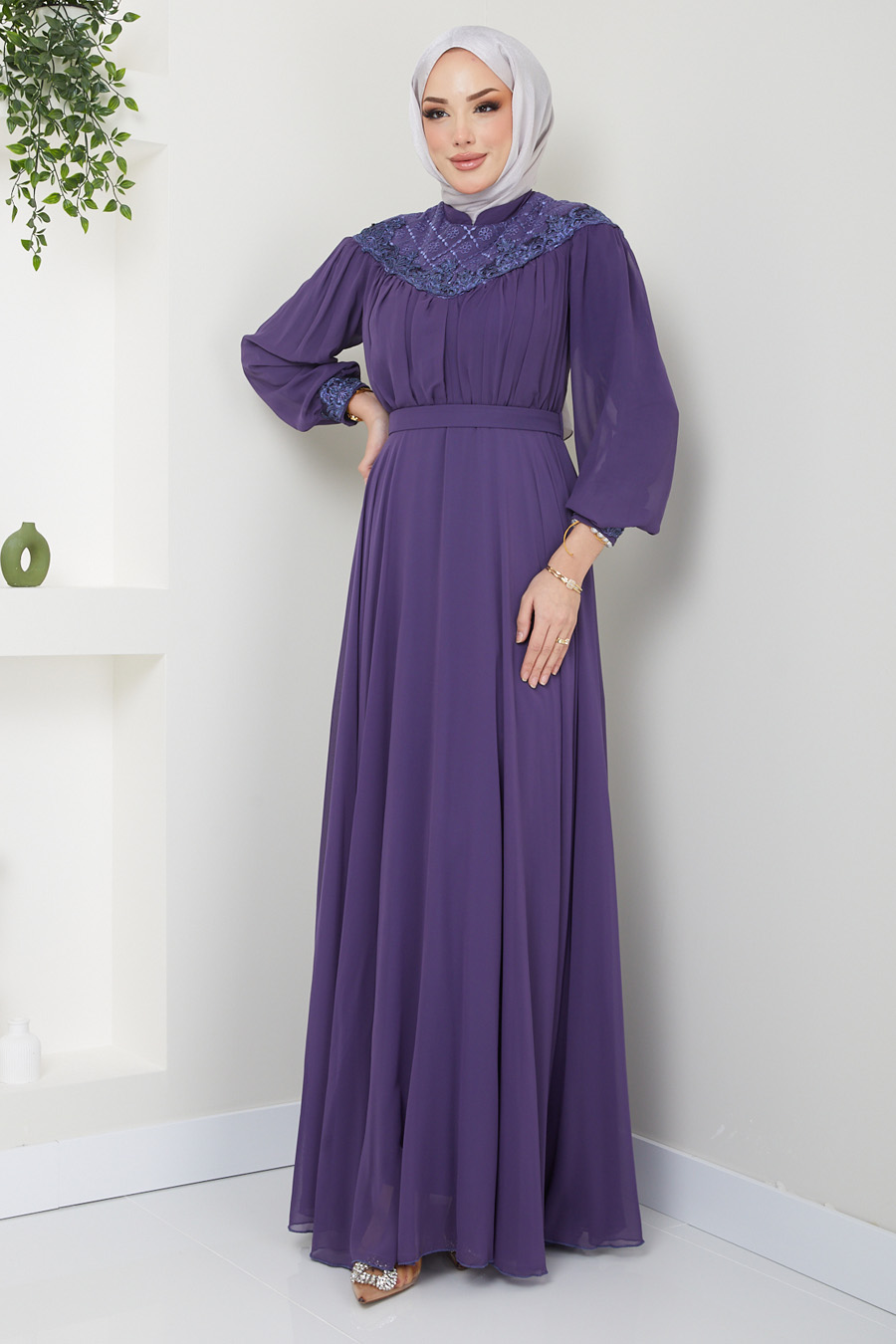 DARK PURPLE EVENİNG DRESS