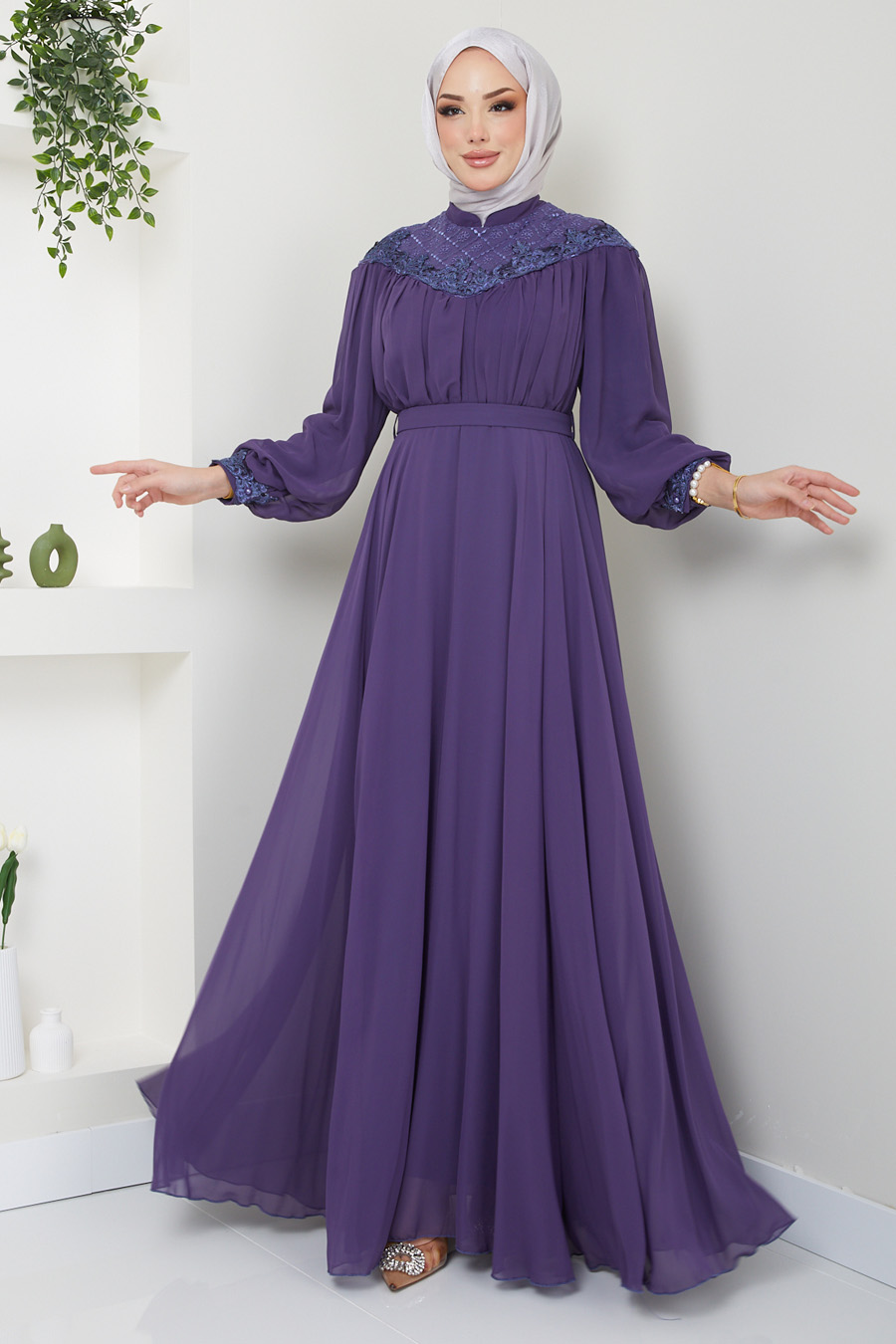 DARK PURPLE EVENİNG DRESS