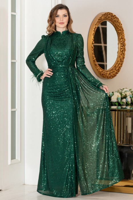 EMERALD GREEN  EVENING DRESS  