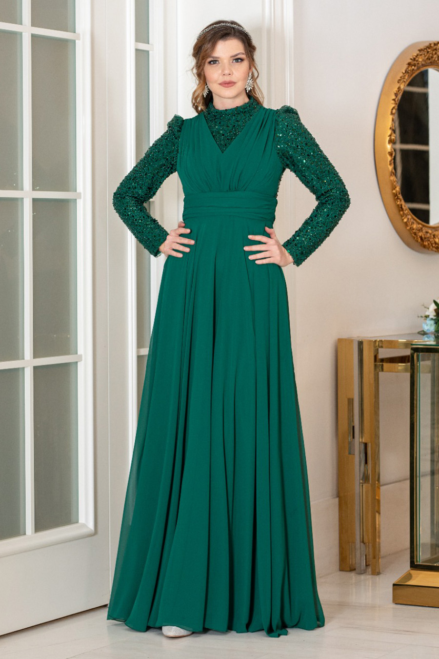 EMERALD GREEN EVENING DRESS   EMERALD GREEN EVENING DRESS