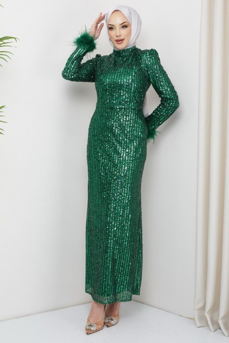 EMERALD GREEN EVENING DRESS  