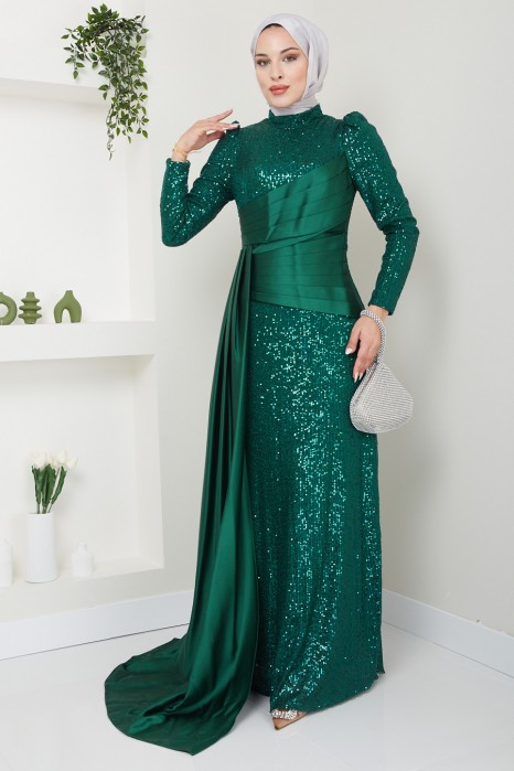 EMERALD GREEN EVENING DRESS