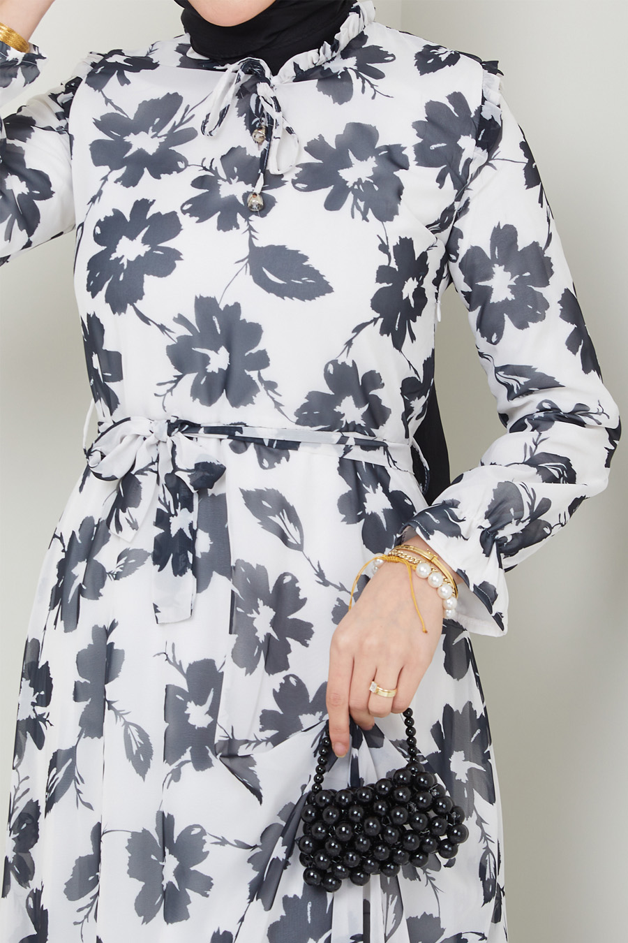 FLOWER PATTERNED ROSE COLOR DRESS 