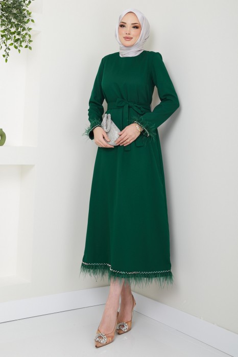GREEN EVENING DRESS