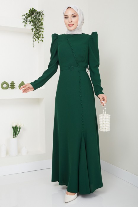 GREEN EVENING DRESS 