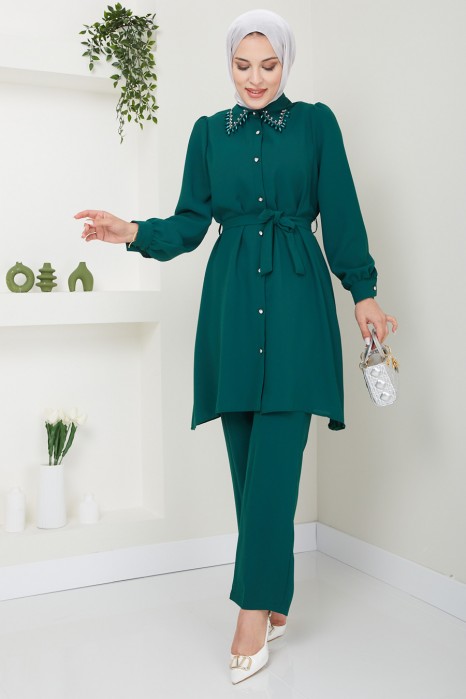 GREEN PANT AND TUNIC SUIT  
