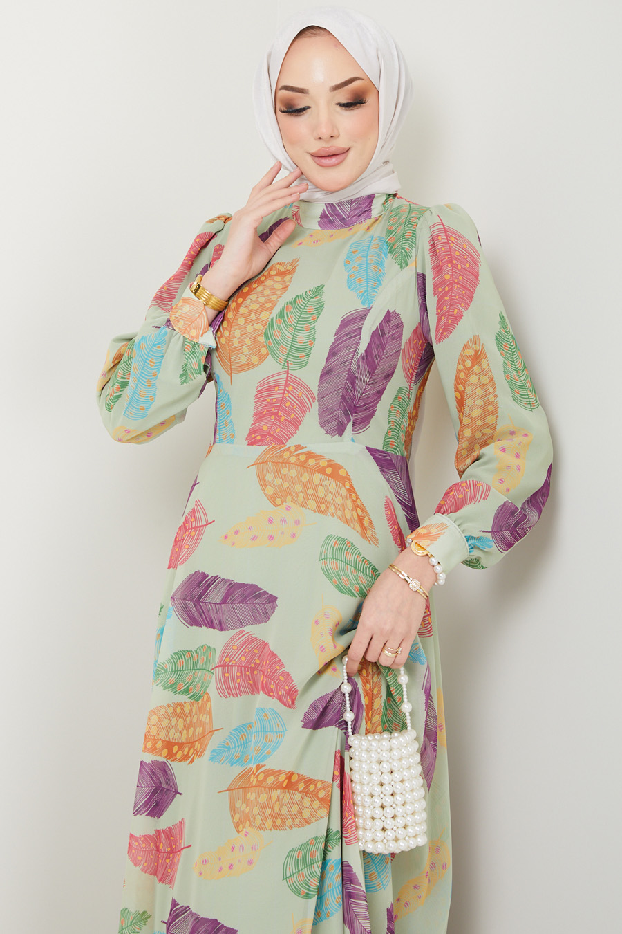 GREEN PATTERNED DRESS