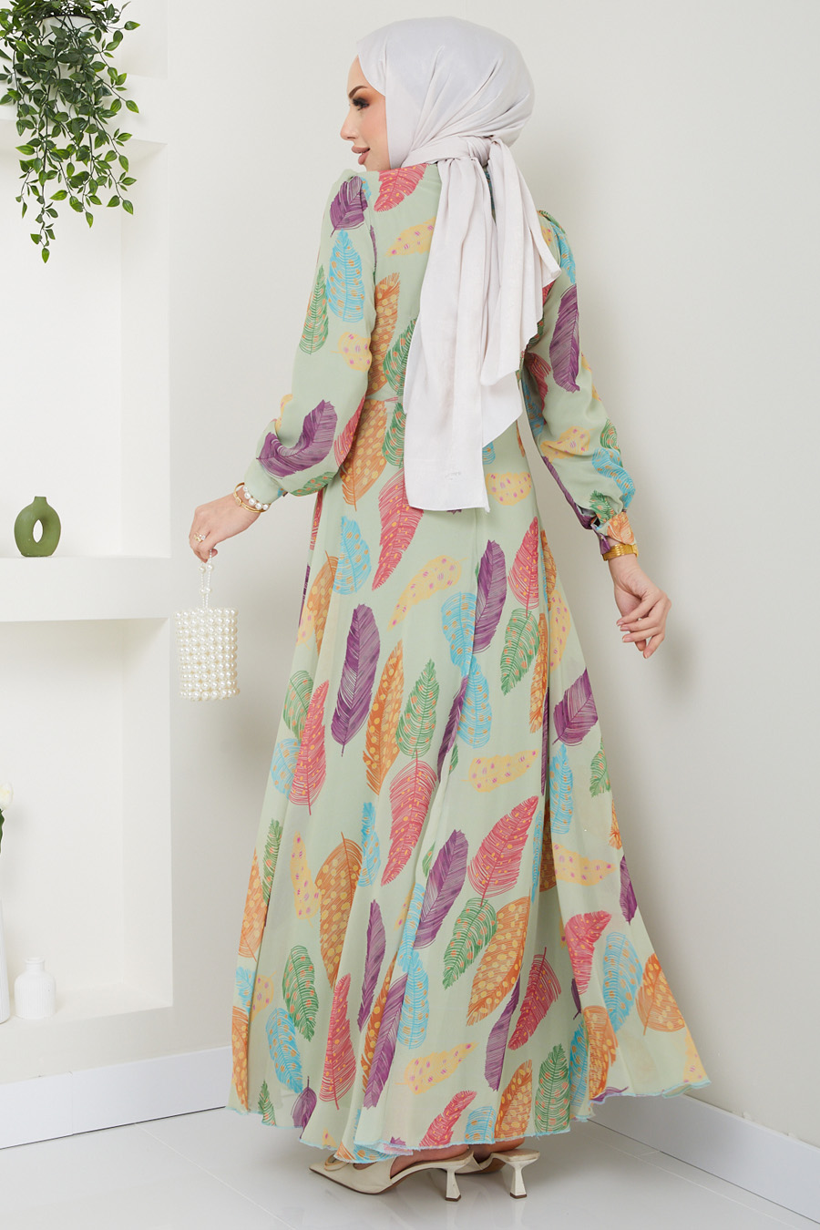 GREEN PATTERNED DRESS