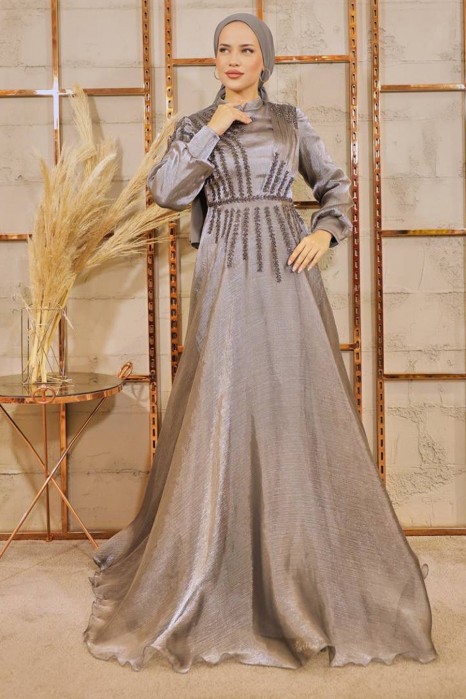 GREY EVENING DRESS  
