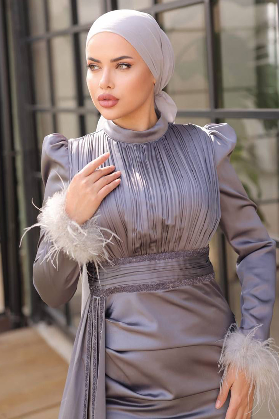 GREY EVENING  DRESS   GREY EVENING  DRESS