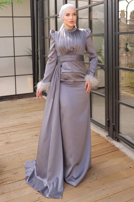 GREY EVENING  DRESS  