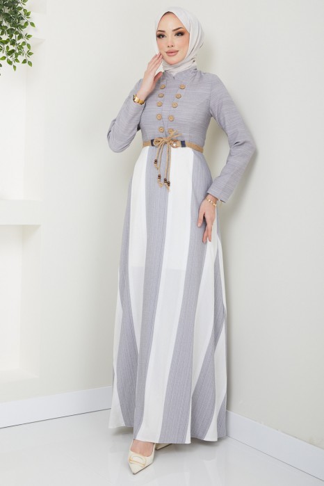 GREY STRIPED DRESS 