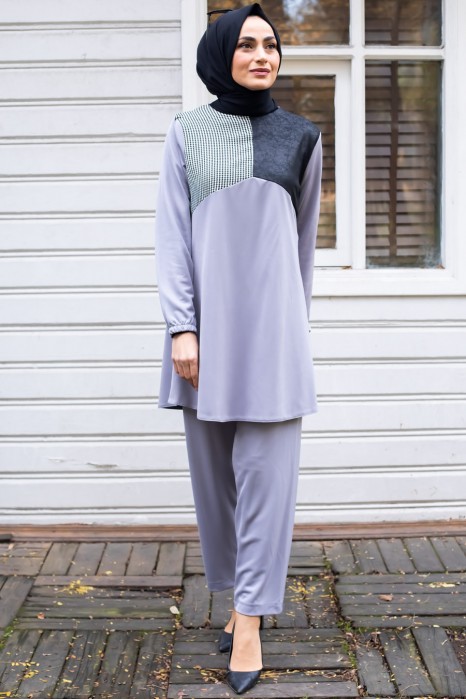 GREY TUNIC AND PANT SUIT 