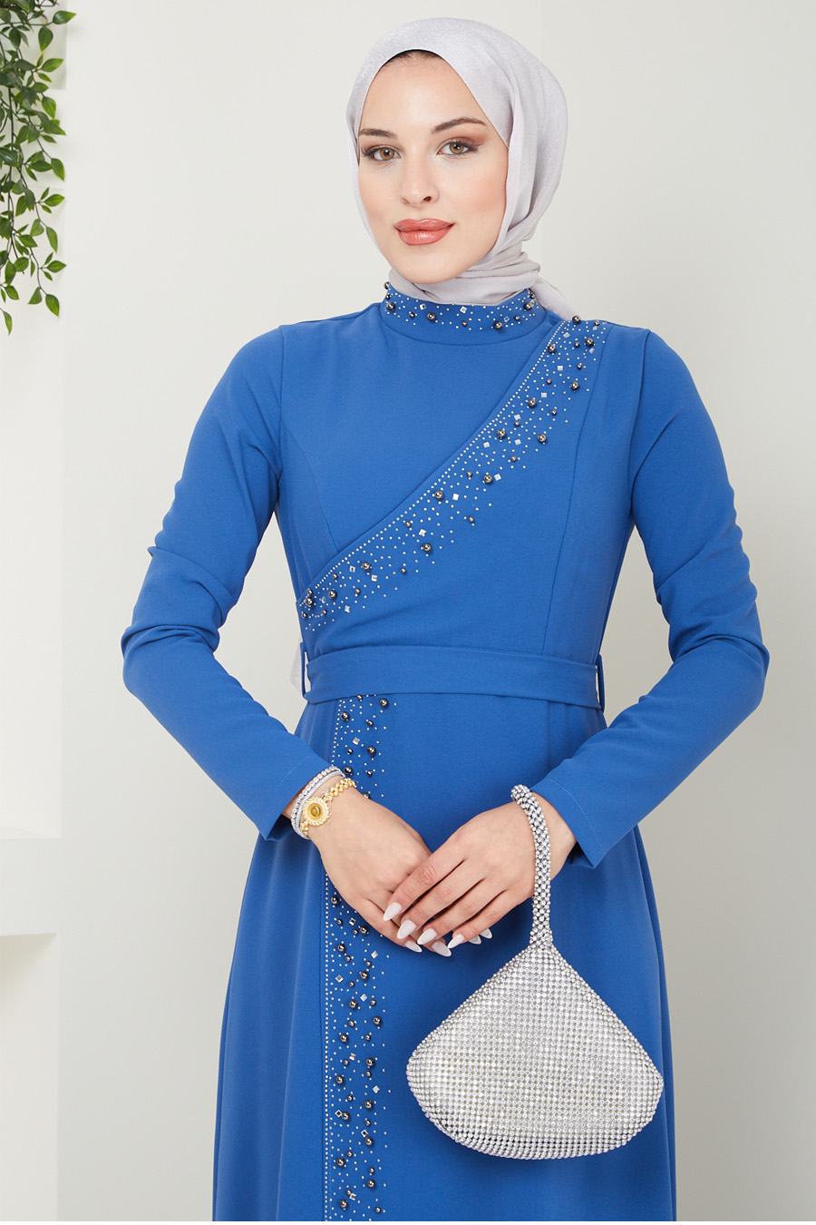 INDIGO COLOR EVENING DRESS 