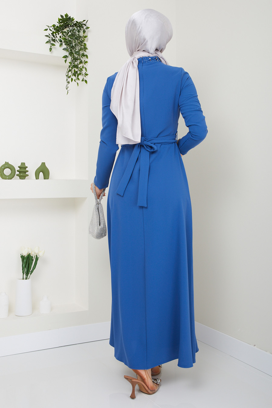 INDIGO COLOR EVENING DRESS 