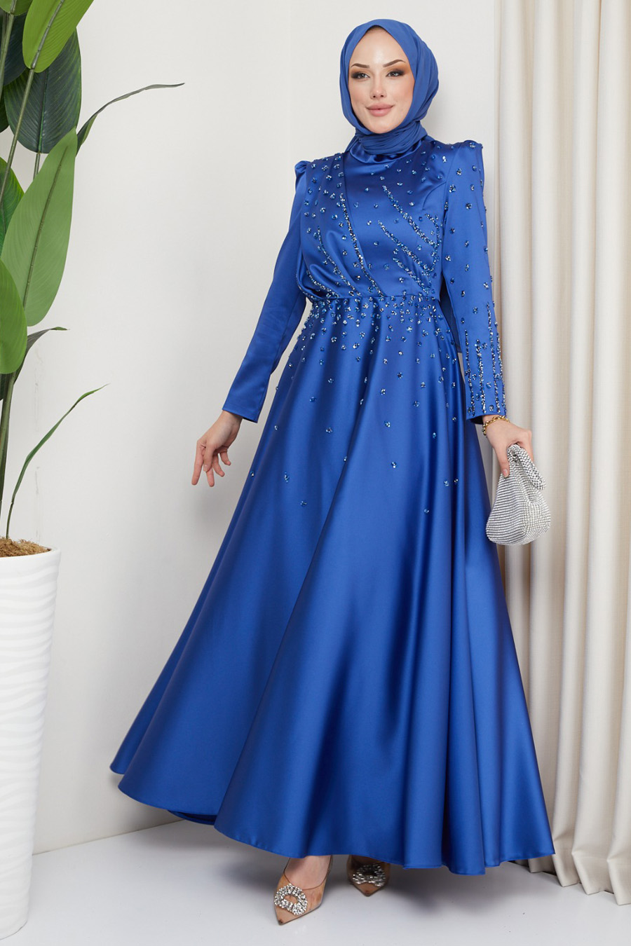 INDIGO COLOR   EVENING DRESS   INDIGO COLOR   EVENING DRESS
