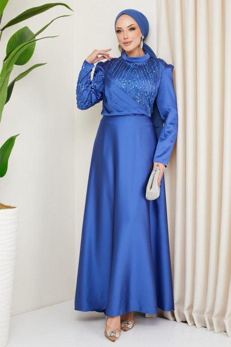 INDIGO EVENING DRESS  