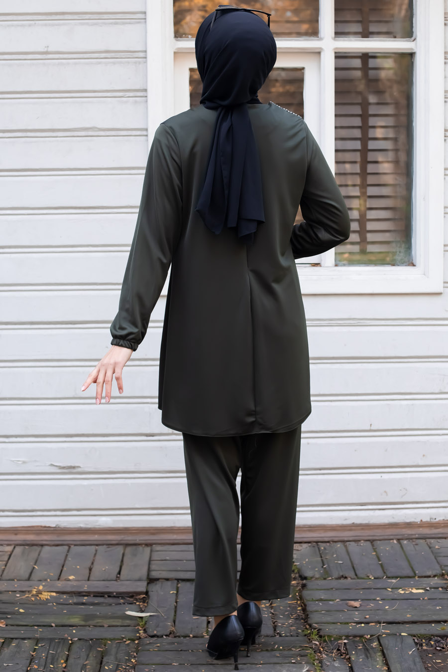 KHAKI TUNIC AND PANT SUIT  