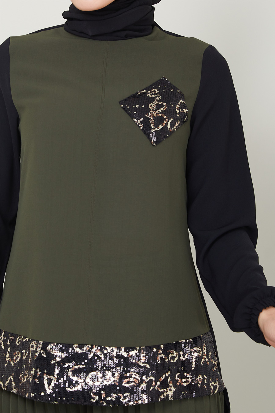 KHAKI TUNIC AND SKIRT SUIT