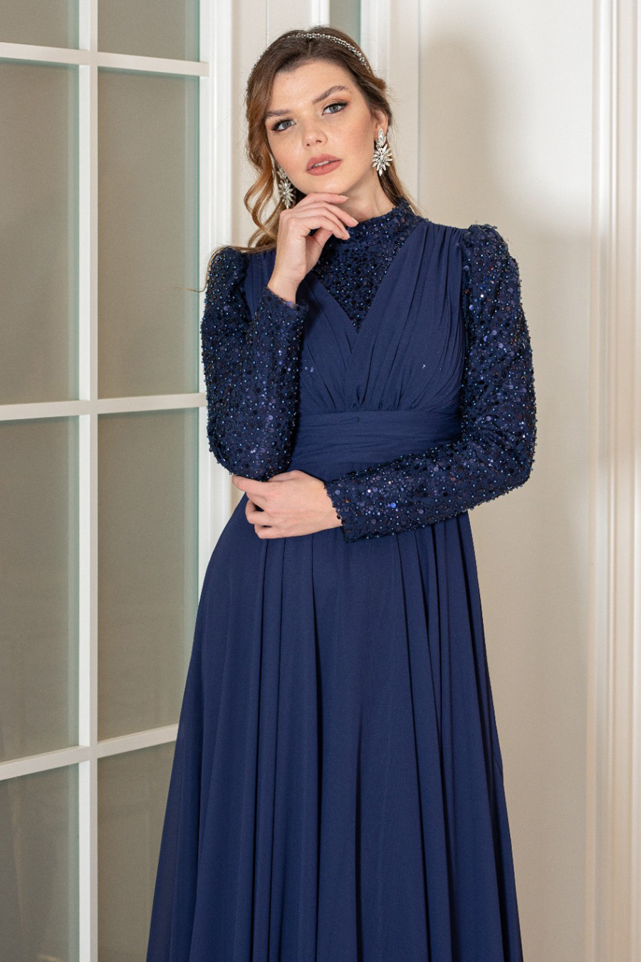 NAVY BLUE EVENING DRESS   NAVY BLUE EVENING DRESS