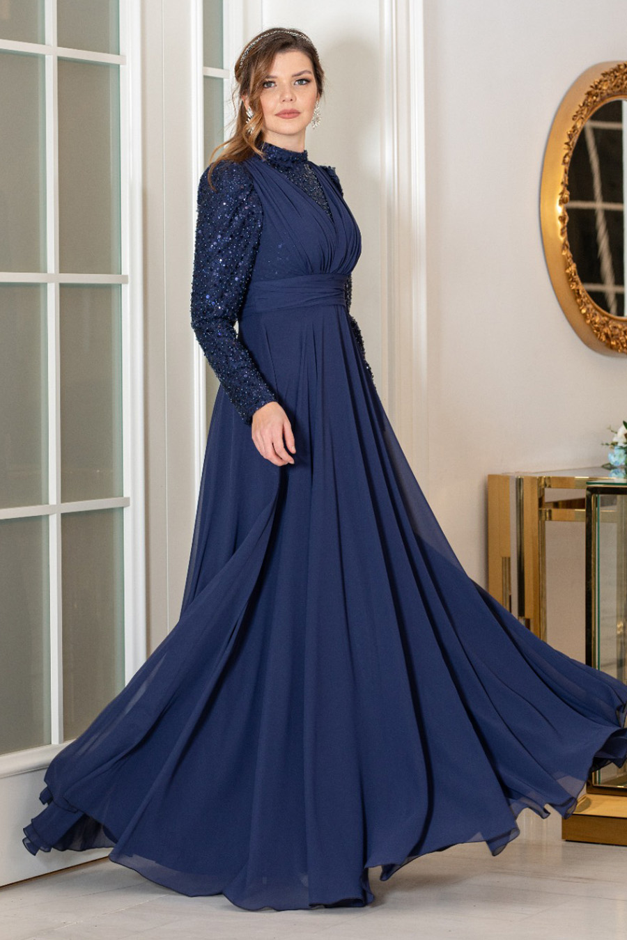 NAVY BLUE EVENING DRESS   NAVY BLUE EVENING DRESS