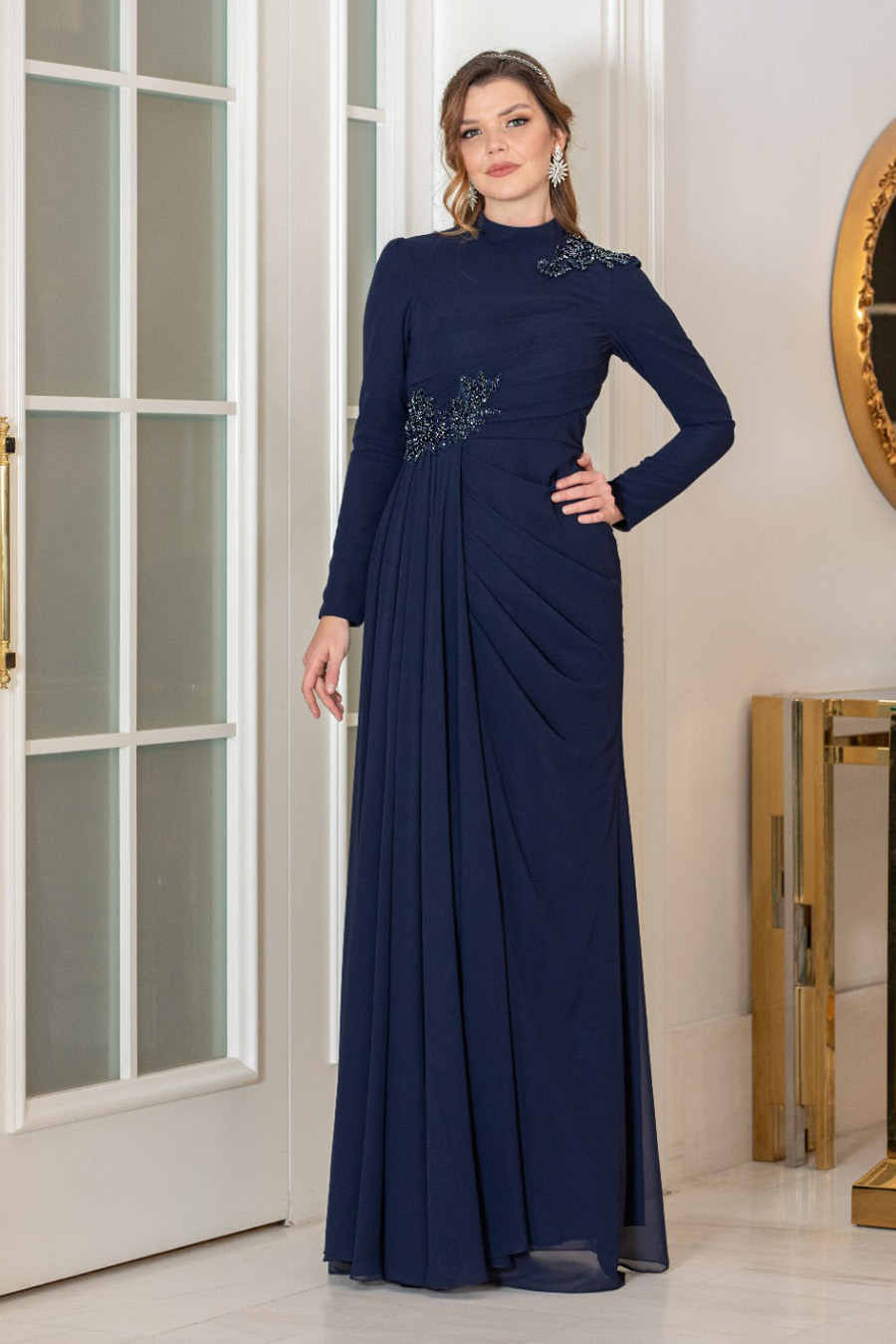 NAVY BLUE EVENING DRESS     NAVY BLUE EVENING DRESS