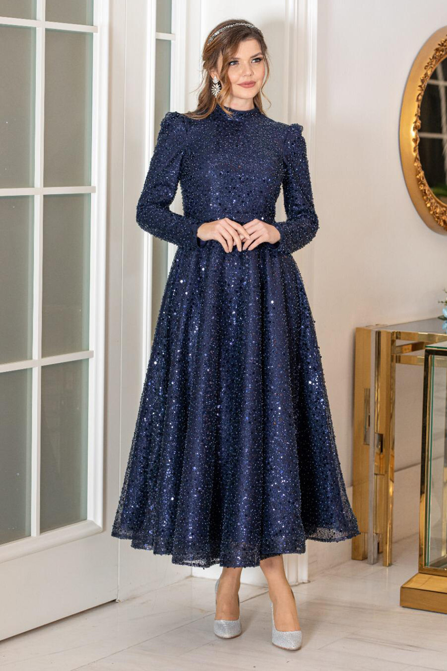 NAVY BLUE  EVENING DRESS   NAVY BLUE  EVENING DRESS
