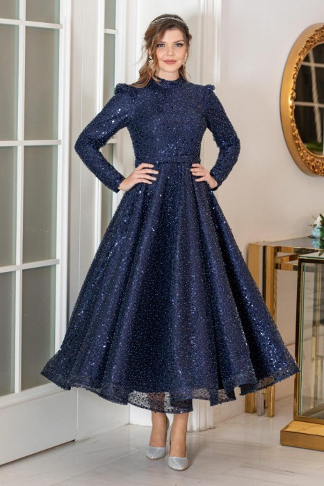 NAVY BLUE  EVENING DRESS  