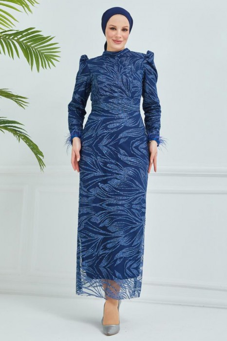 NAVY BLUE  EVENING DRESS  