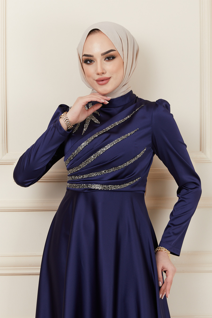NAVY BLUE EVENING DRESS  