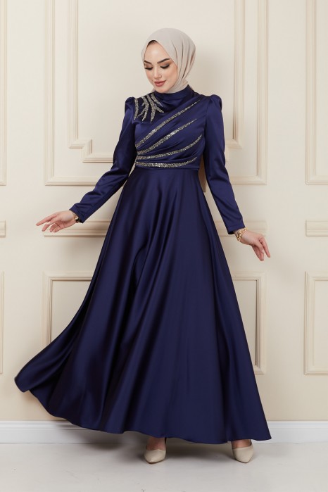 NAVY BLUE EVENING DRESS  