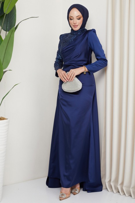 NAVY BLUE  EVENING DRESS  
